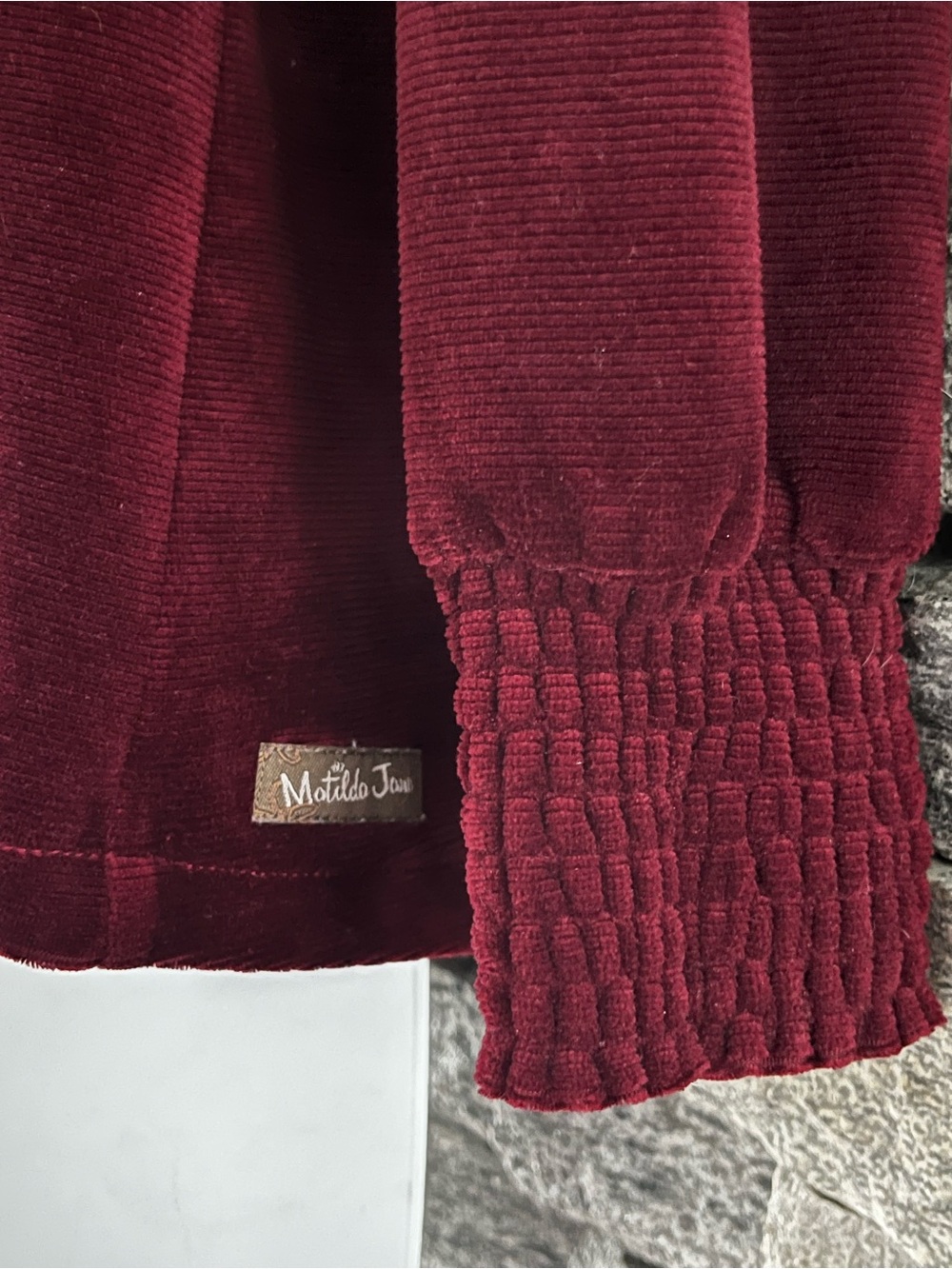Matilda Jane Burgundy Velvet Long-Sleeve Peasant Top - Picture 4 of 5